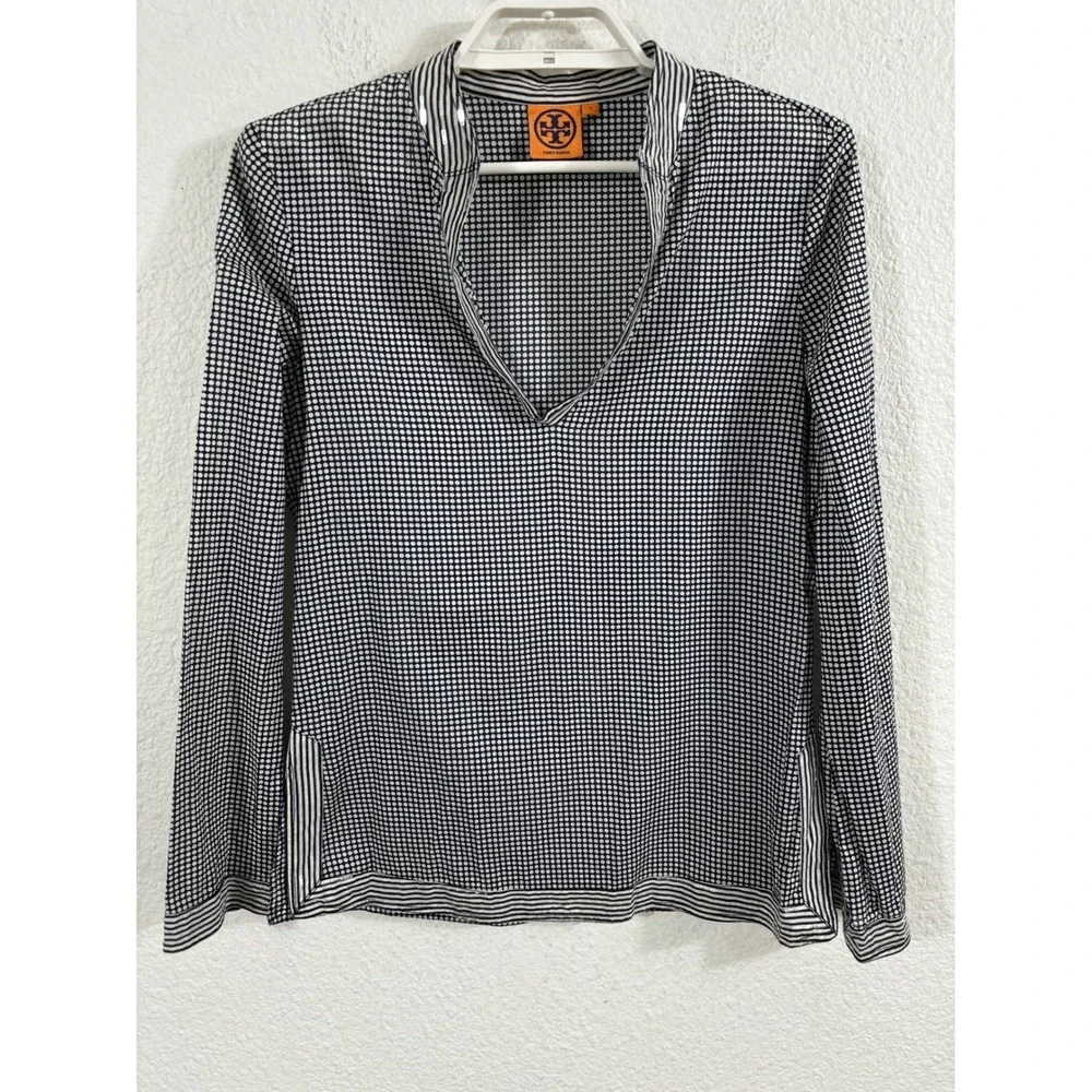 Tory‎ Burch Stephanie Tunic Polka Dot Long Sleeve Top Blouse Size 4
